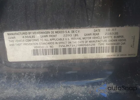 2008 Volkswagen Jetta S from USA, damaged, VIN 3VWJM71K28M056528